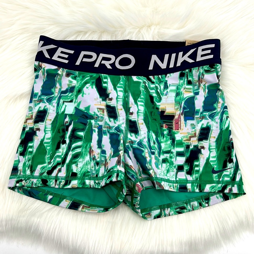 Nike Pro Dri-Fit Tight Fit Mid Rise Shorts 3" - Green Multi - New with tags